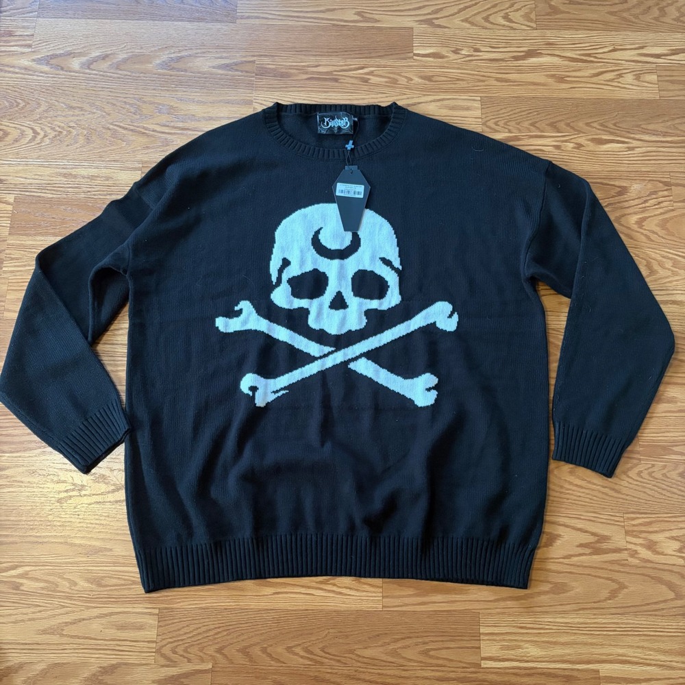 Killstar 2 The Bone Skull Crossbones Black Sweater 4X NWT Goth Punk Unisex
